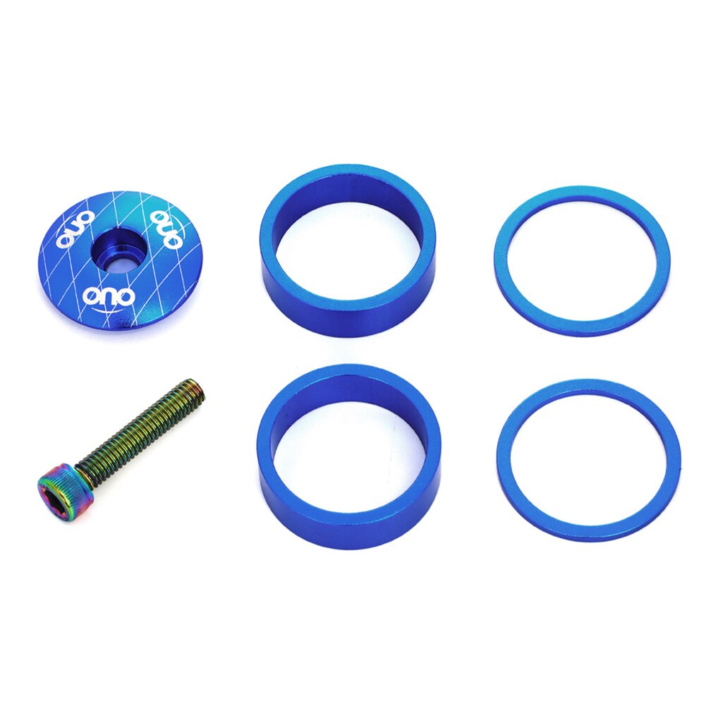 Mtb Fiets Stuurpen Top Cap Headset Cover Met Schroef Kits Aluminium Vork Ring Mountain Road Mtb Fiets Onderdelen: Blue 2mm10mm