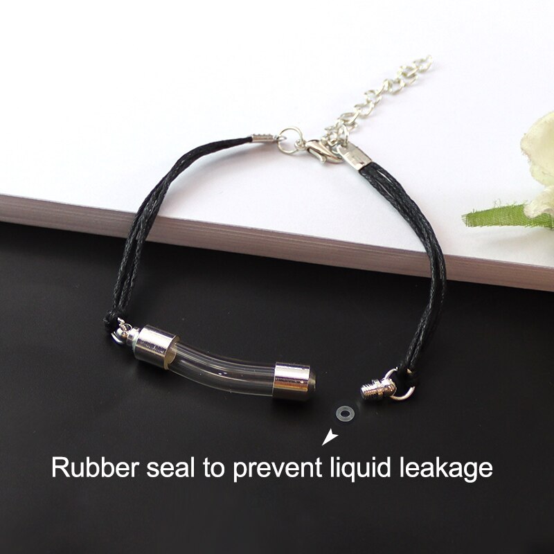 2Stck Glas Rohr Urne Armbinde Mit Schwarz Kabel Feuerbestattung Schmuck Denkmal Schmuck für Asche Andenken Urne Armbinde