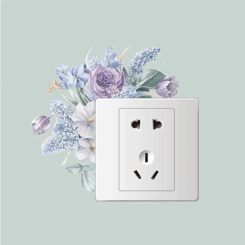 Pegatinas creativas de PVC para interruptor de pared, interruptores de enchufes de luz, rosas, margaritas, peonías, flores, hojas, plantas verdes, decoración del hogar,: Gris oscuro