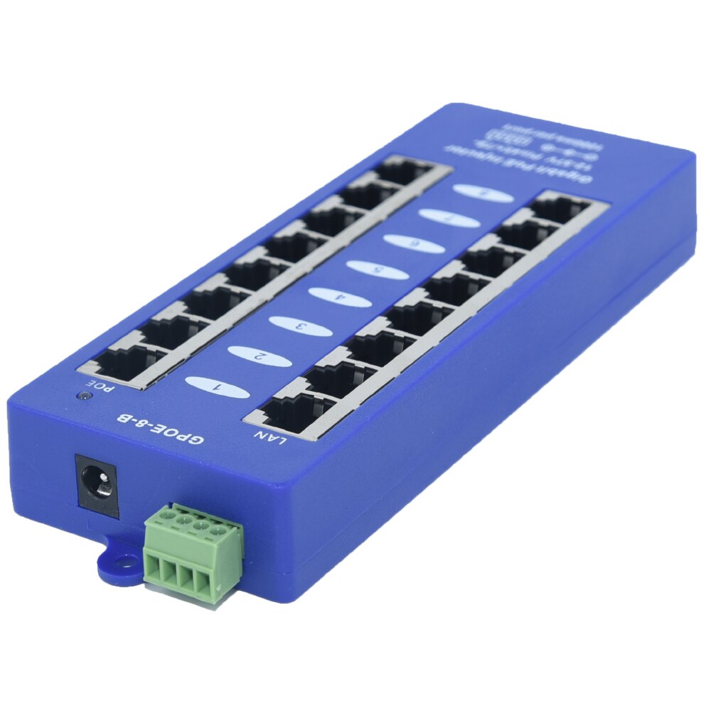 48 v 60 w 8 Poort Gigabit Power over Ethernet PoE Injector voor 802.3af apparaten