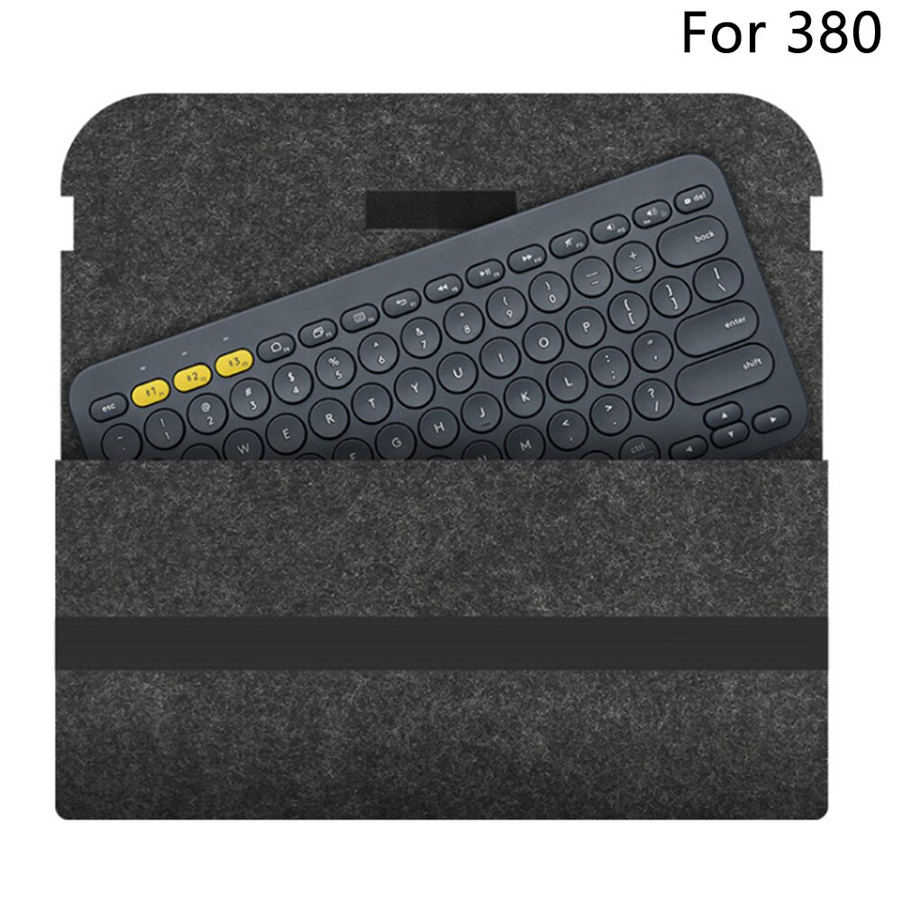 Fleksibelt tastaturpose beskyttende cover bæretaske tilbehør filt anti shock kompakt rejse bærbar til logitech  k380: Mørkegrå til 380