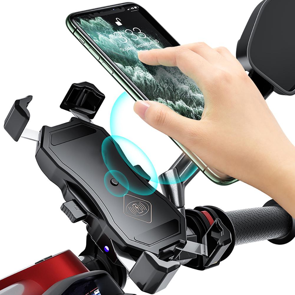 Motorcycle Phone Holder Wireless Smart Charger Stand Holder For Motorbike Mirror GPS Stand Bracket Cell Phone Mount Support