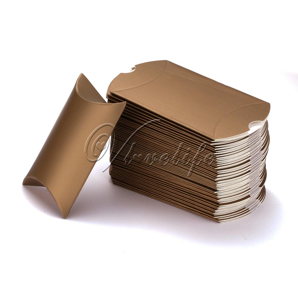 50 Stks/partij Stijl Kussen Vorm Doos Snoep Box Geschenkdoos Voor Wedding Party Favor Decor Karton/Pvc/bruin Kraft