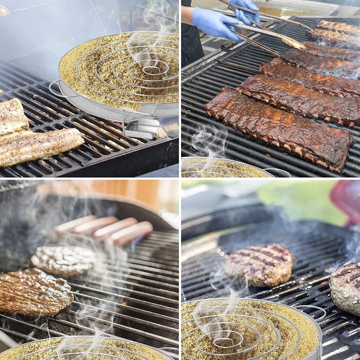 Røggenerator grill røgstativ koldt rustfrit stål grillnet udendørs rygning laks bacon fisk æble grillværktøj tilbehør
