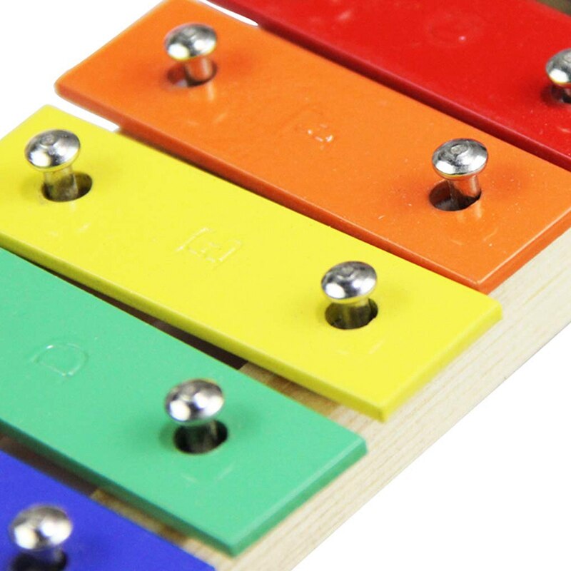 NÄHT-Holz 8-Schlüssel Xylophon für Kinder Genau Abgestimmt Glockenspiel Bunte Tasten mit Gravierte Notizen