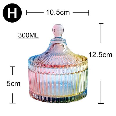 Europese opslagtank kleurrijke glazen pot thuis koffie kan snoep fles cosmetische sieraden jar jam snack jar kleine puin suiker kom: H