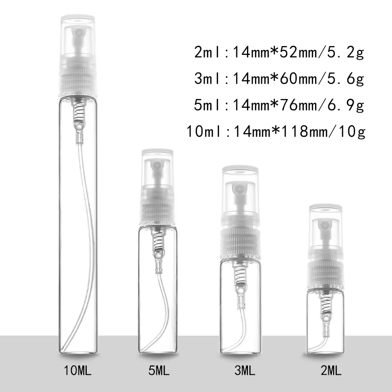 1/2/4PCS 2ml 3ml 5ml 10ml Mini Flessen Lege Containers Draagbare parfumflesjes Spray Hervulbare Cosmetische Monsters Glas