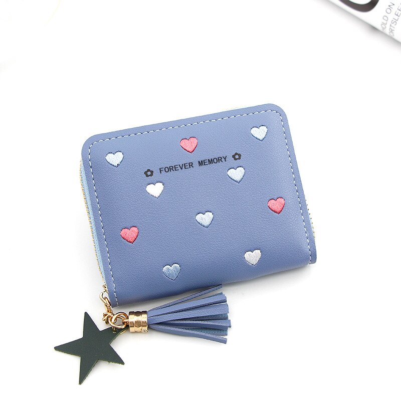 Women's Mini Wallet Candy Color Cute Coin Purse Card Package Wallets Heart-shaped Embroidery Women Short Wallet Multi-function: B-5