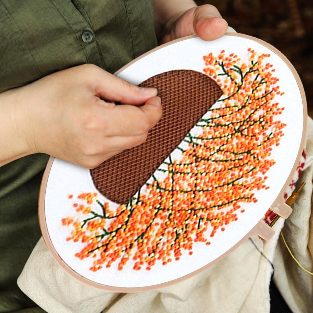 Blossom Patterns Embroidery Needlework Cross Stitch Kits DIY Gypsophila Canvas Embroidery Needlework DIY Framed