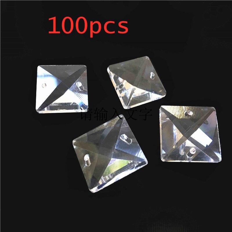 14Mm-30Mm Kristal Vierkante Kralen In 2 Gaten 100Pcs Voor Woondecoratie Accessoires Kristal Gordijn Kralen, kristallen Kroonluchter Kraal