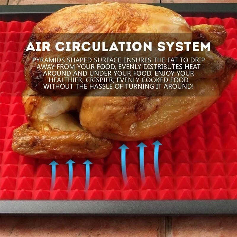 Large Red Pyramid Raised Cone Shaped Silicone Mat Baking and Roasting Superb Non-Stick Food Grade Silicone for Oven Grilling BBQ