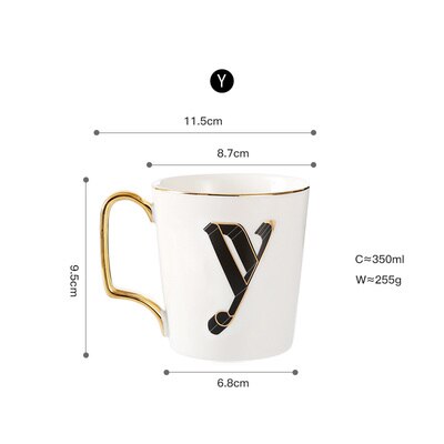 EWAYS – tasse à café en porcelaine avec poignée dorée, pour Couple, avec lettres créatives, d'anniversaire et de mariage: 19