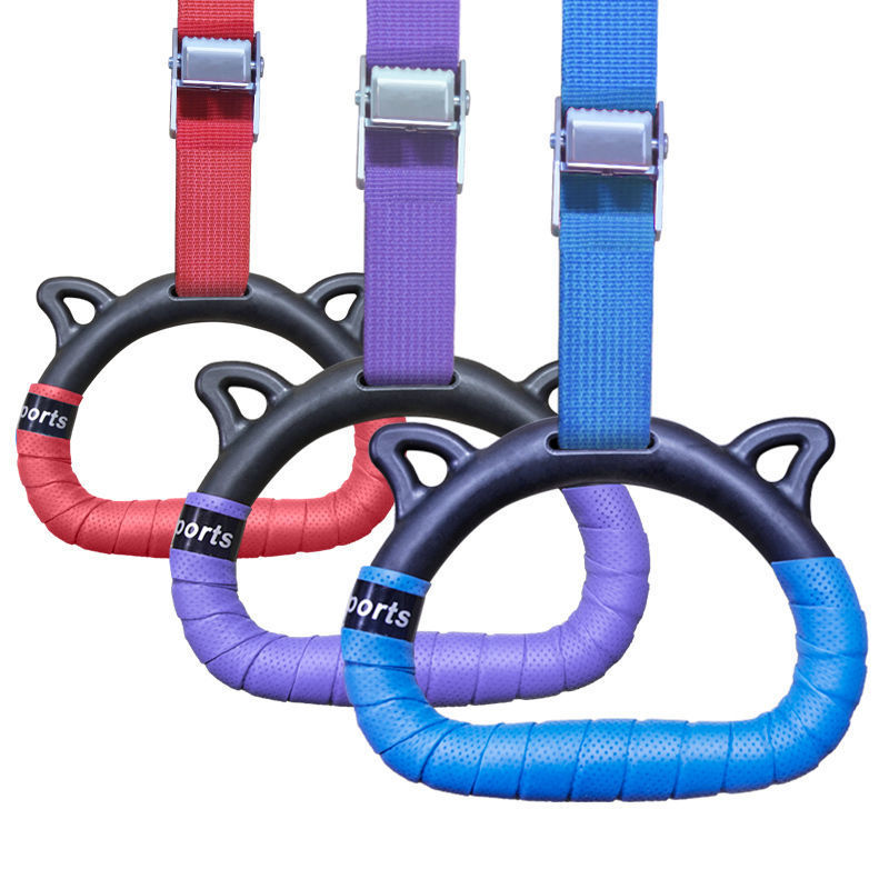 Gymnastic Rings Set Childrens Home Fitness Training Equipment with Adjustable Buckle Heightening Pull Ring for Physical Training