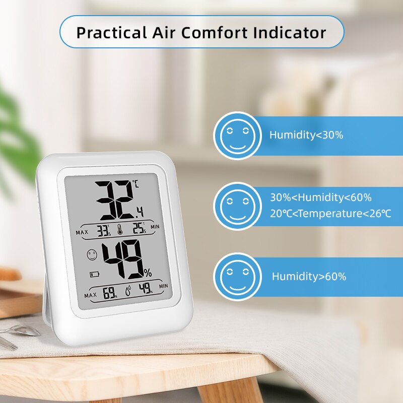 FABISENS – Mini thermomètre numérique et hygromètre, capteur de température et humidité de la pièce intérieure, Station météo Portable