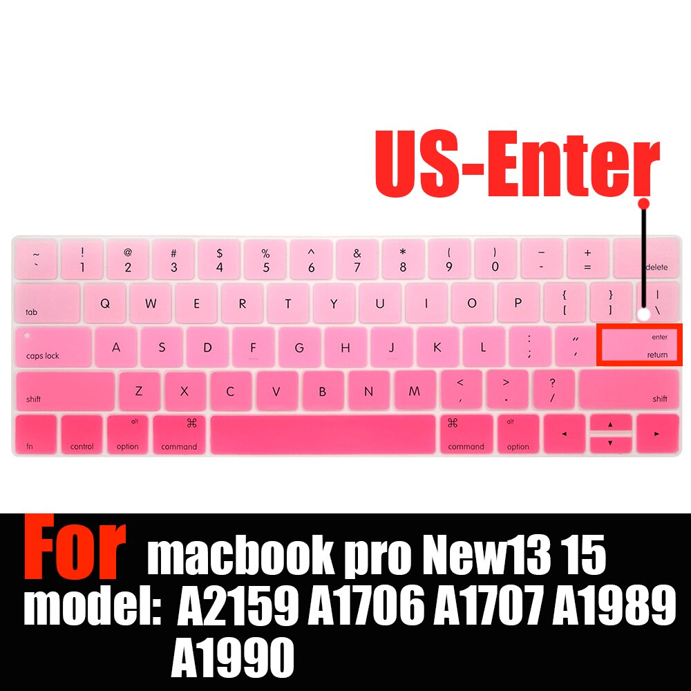 Toetsenbord Cover Voor Mac Book Pro13 15 Met Touch Bar A2159 A1706 A1707 A1989 A1990 Laptop Keyboard Covers Gradiënt Toetsenbord film: Gradient Pink