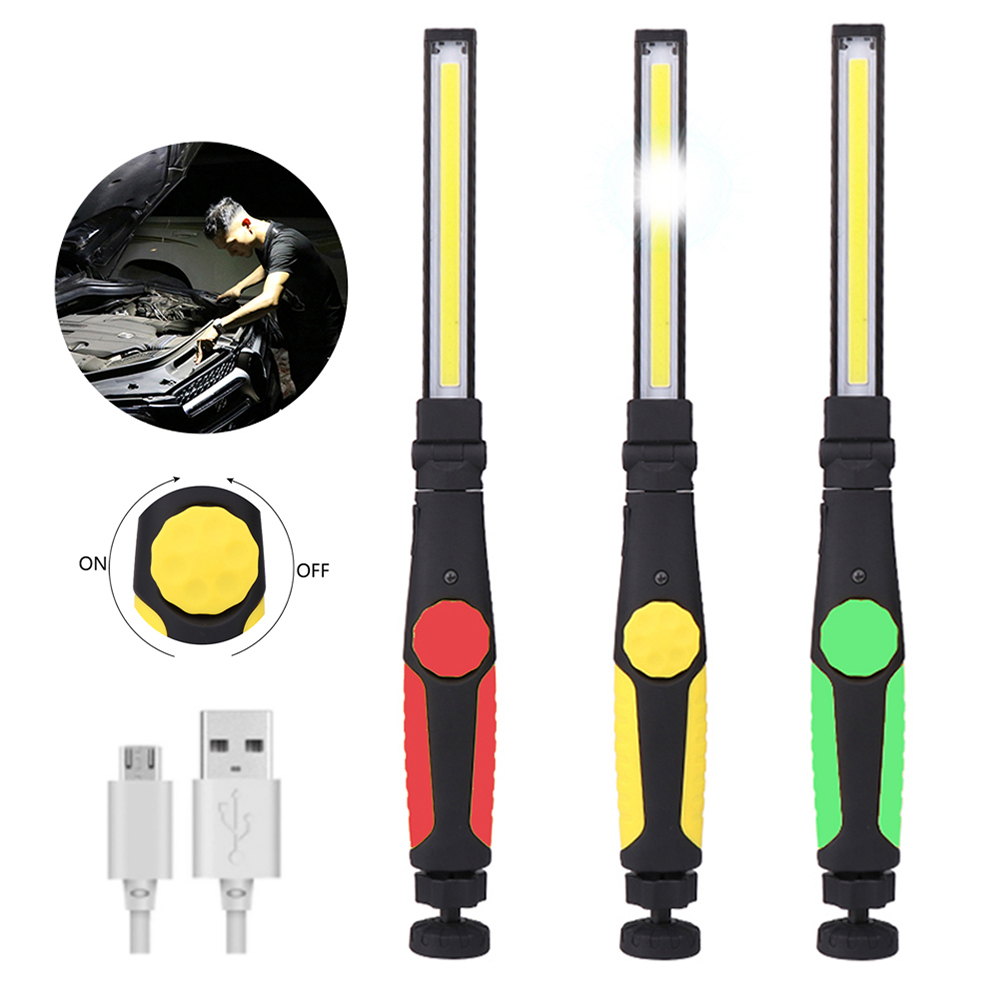 Lampes de travail LED COB, lampe de poche pliante avec Base magnétique, bande Rechargeable, lumière d'inspection lumineuse pour la réparation automobile