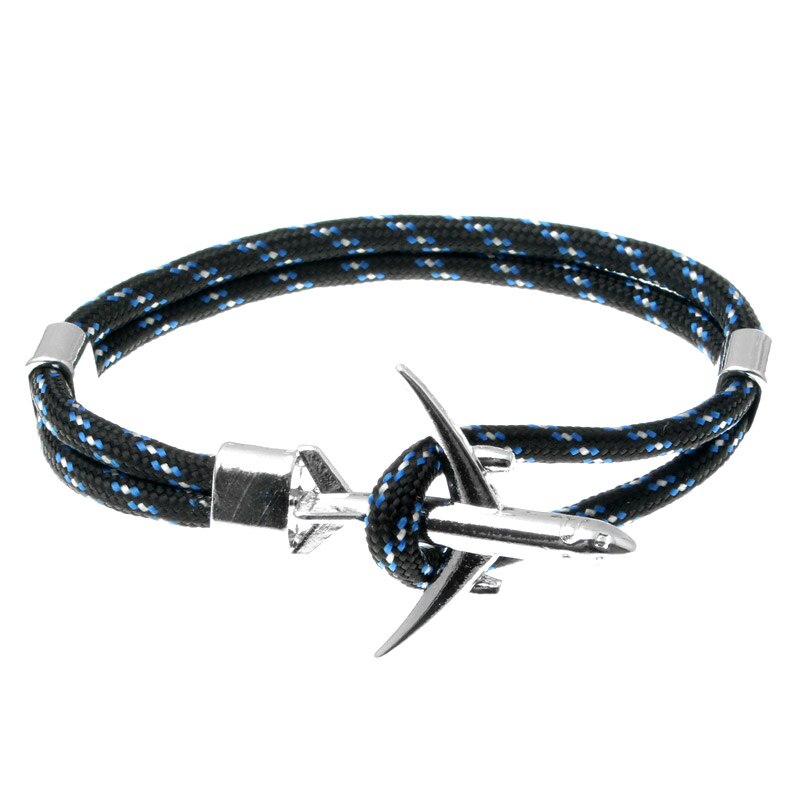 20 farben Silber Anker Armbänder Männer Frauen Charme Seil Kette Paar Armband Metall Flugzeug Leder Haken Homme Schmuck: FS-18