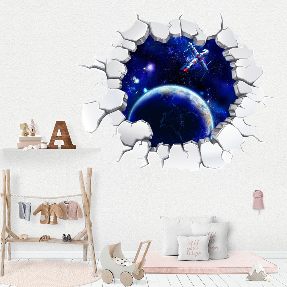 3D gwiazda planeta zepsuta ściana naklejki pokój dziecięcy astronauta strona główna tapeta z dekorem dekoracja pokoju nastolatka artystyczna robić sypialni naklejki ścienne