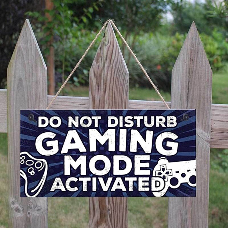 Do Not Disturb Gamer Gaming Sign Blue Door Hanger Sign Man Cave Bedroom Plaque Birthday Son Brother Dad Home Decor
