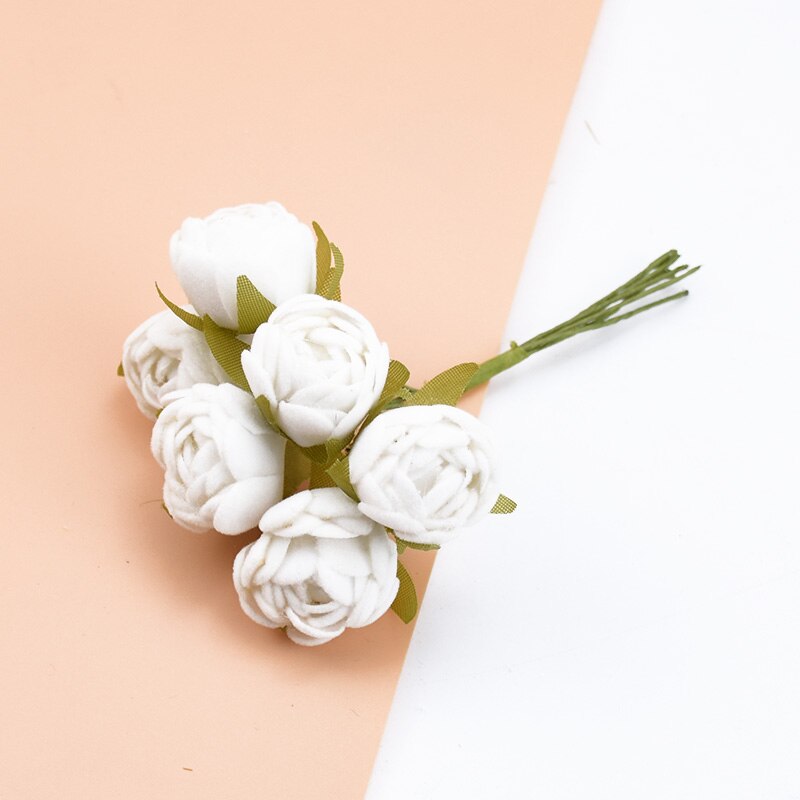 6 stk silke te knopper roser vaser til hjemmeinnredning julekrans gjør-det-selv-boks bryllup dekorative blomster kunstige blomster billig: 5