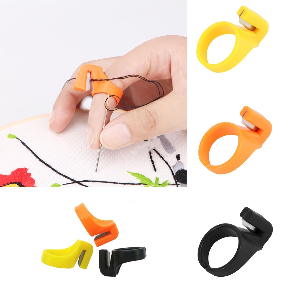 3 Stks/set Plastic Mini Vinger Blade Naald Ambacht Home Vingerhoed Naaien Ring Draad Cutter Diy Huishoudelijke Naaimachine Accessoires