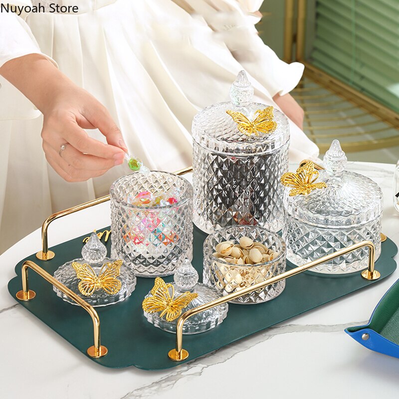 Lekkie luksusowe szklane cukierki słoik z pokrywką śliczne kreatywne wykwintne słoiki robić przechowywania ozdobny pojemnik dekoracja pudełka domowe cukierki słoik