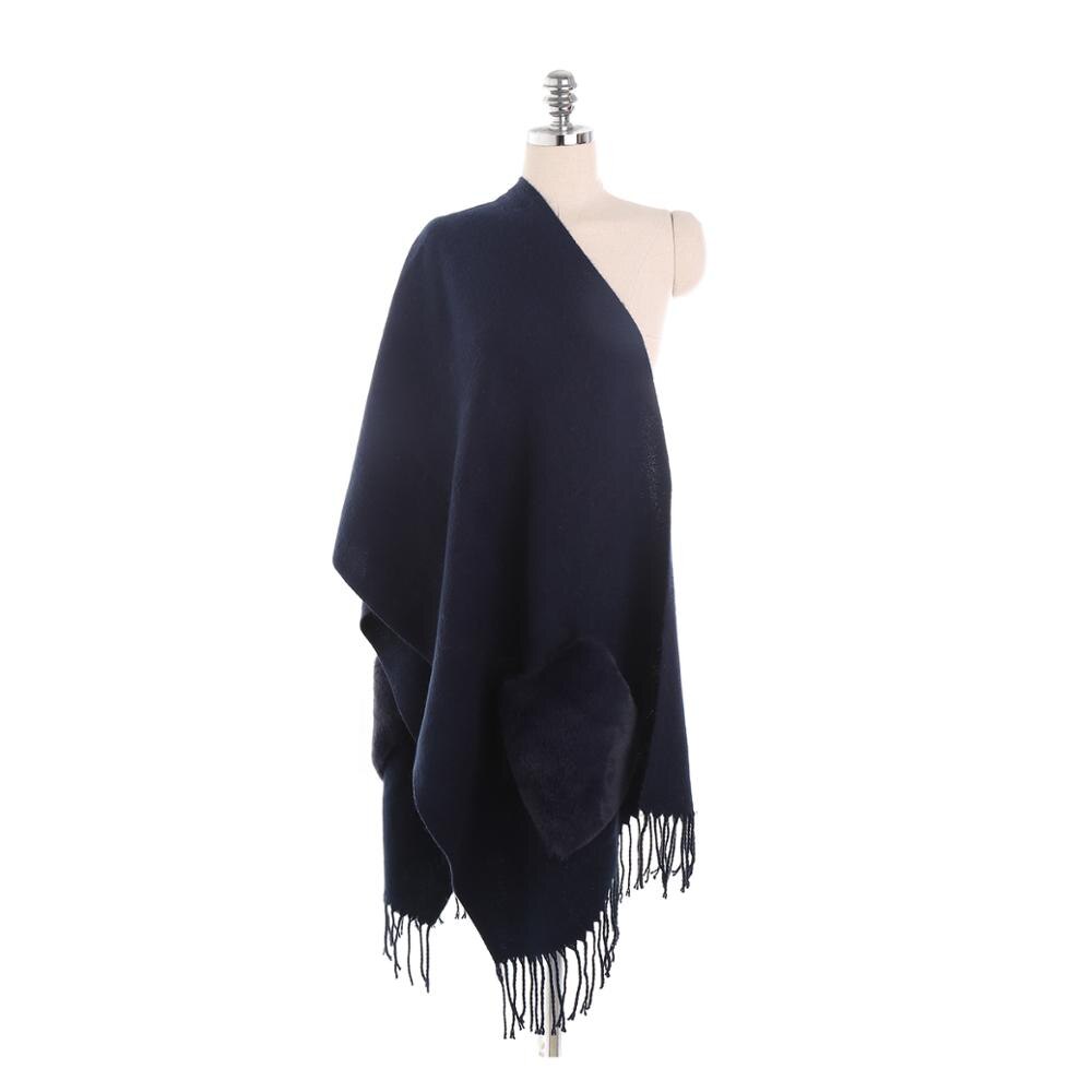Écharpe en cachemire avec poches pour femmes, châle Poncho, châle, Pashmina d'hiver, couverture, Foulard à pompon, couverture, collection