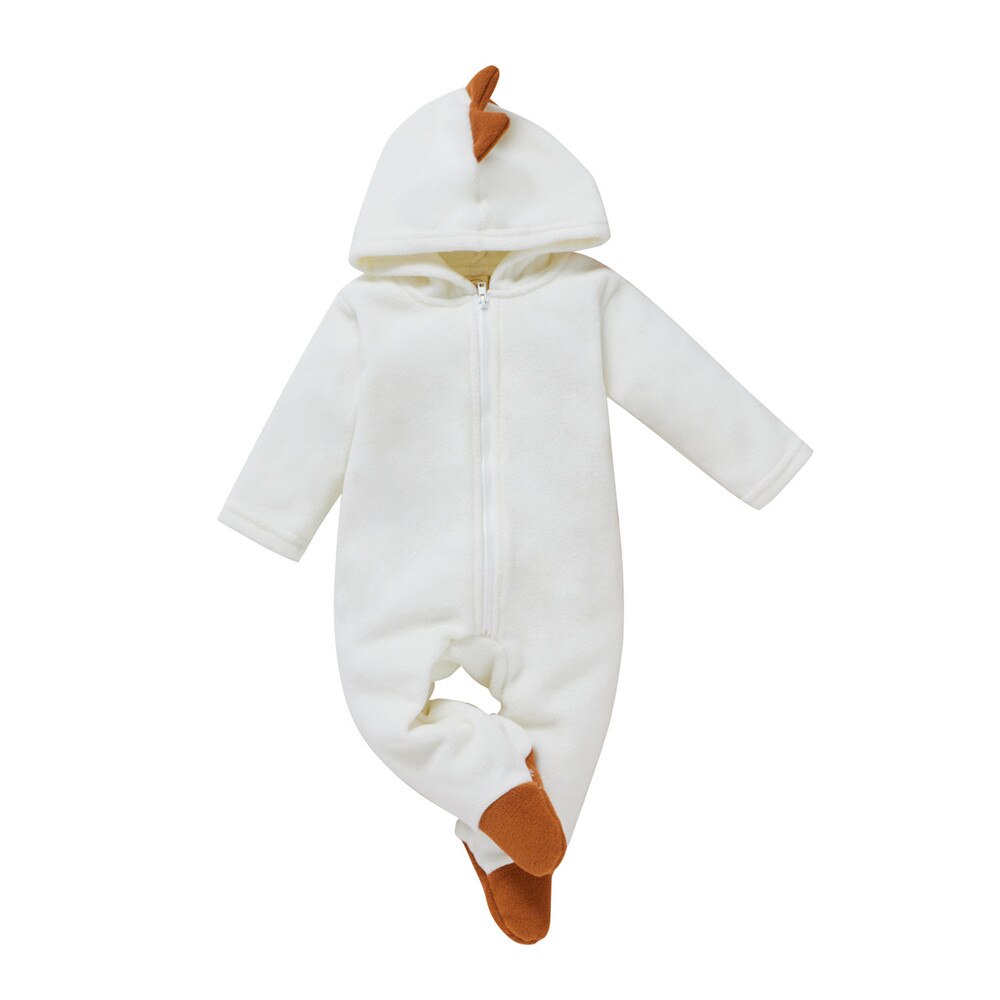 Prowow 2 Kleur Baby Dieren Shark Kleding Herfst Winter Baby Jongens Footies Rompertjes Effen Pasgeboren Jumpsuit Voor Kinderen Jongens Kleding: White / 0-3M