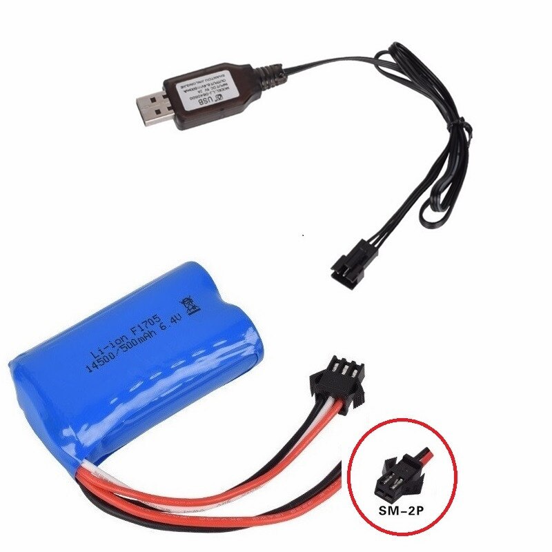 14500 500mah 6.4v Li-ion Battery for Wltoys 18401/18402 Remote Control Off-road Vehicle 6.4v Charger for RC toys Car Boat Turcks: Yellow