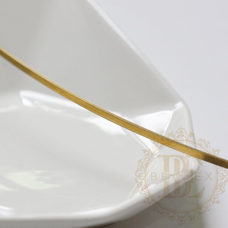 1 Meter Half Hard Solid Raw Brass Wrapping Wire - Flat Wire - 18g