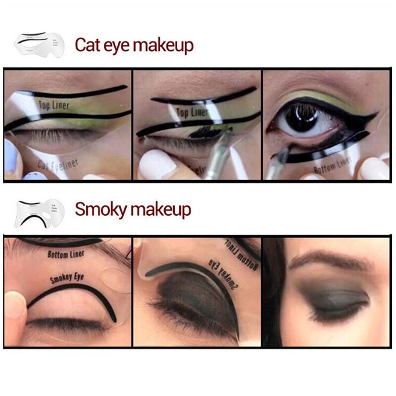 10/4Pcs Eyeliner Stencil Cat Eye Vissenstaart Dubbele Vleugel Eyeliner Stencil Modellen Template Shaping Gereedschap Wenkbrauwen Template kaart Diy