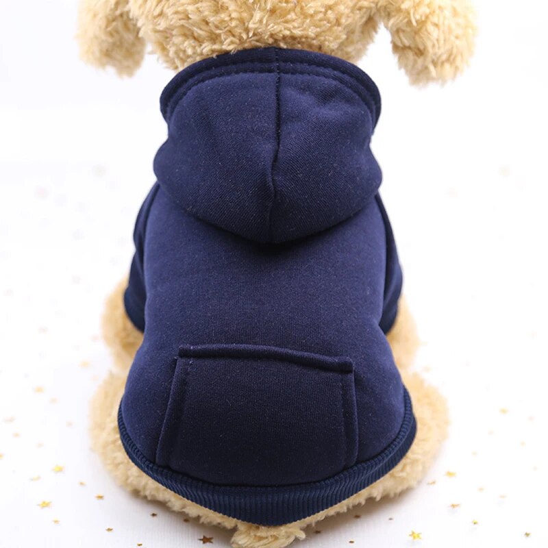 Dog Clothing Autumn And Winter Small Pet Clothes Thickening Warm Solid Color Two-Feet Hooded Wweater Casual Pet Products: XL / black