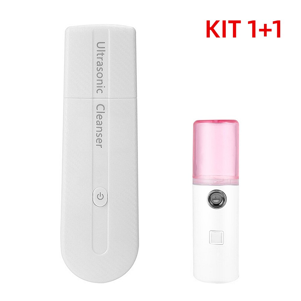 Ultrasonic Skin Scrubber/Facial Skin Spatula/Blackhead Remover Tools Pore Cleaner Scrubber Spatula, Comedones Deep Cleansing: white kit