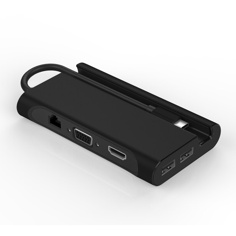 Laptop Docking Station USB 3.0 HDMI VGA RJ45 PD USB C Hub Fealushon for Laptop Macbook Pro HP DELL Surface Lenovo Samsung: Black