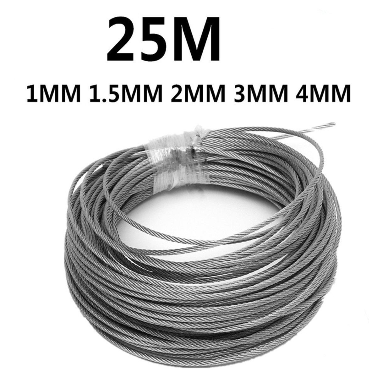 1M/ 5M/ 10M/15M/ 20M/25M Stainless Steel Wire Rope 7x7 Diameter 1/1.5/2mm Structure Cable Fishing Lifting Cable Clothesline