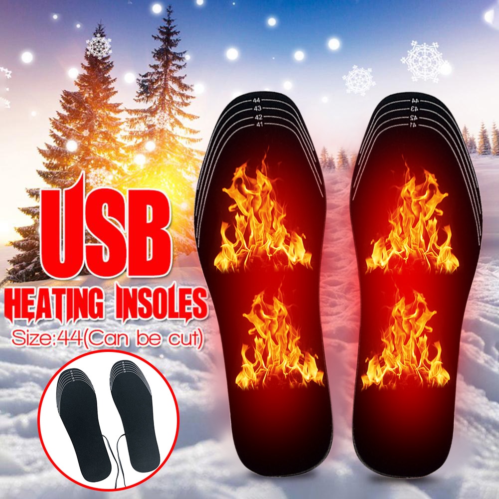 1 Paar Usb Verwarmde Inlegzolen Winter Voeten Warm Schoen Pad Mat Comfortabele Outdoor Sport Warm Schoen Verwarming Inlegzolen