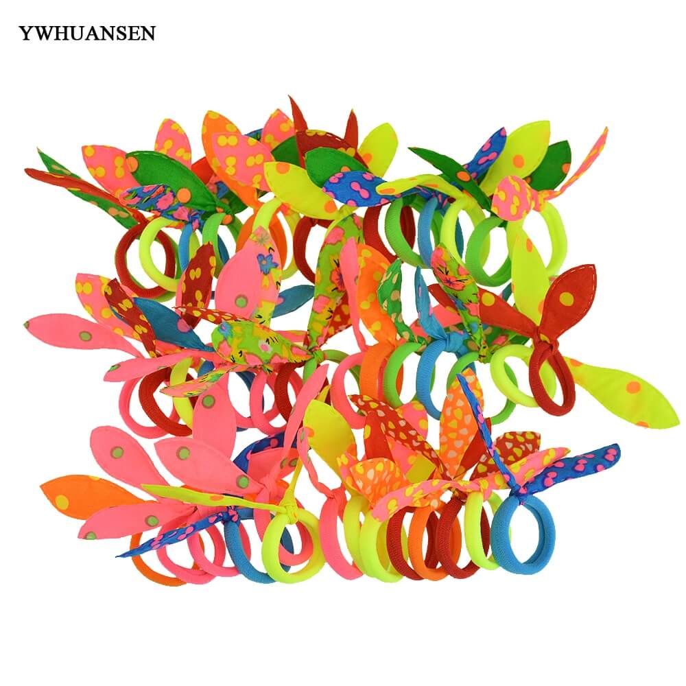 50pcs Small Rabbit Ears for baby Scrunchy Mini Elastic Hair Band children Ties Little Girls Hair Accessories Bands kids hair