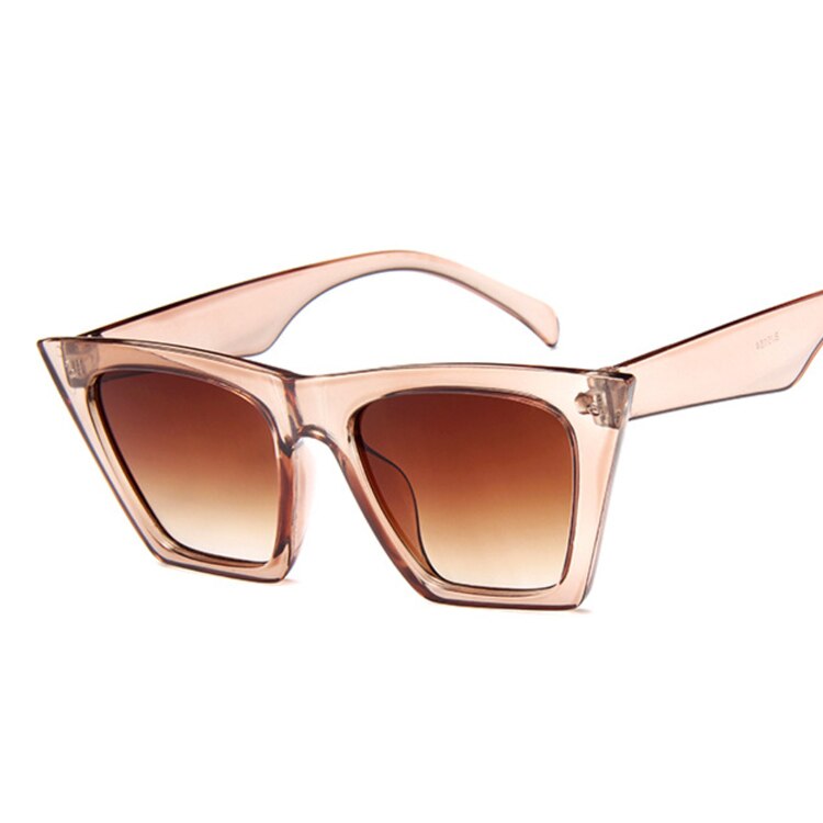 Retro sexet spejl solbriller damemærke luksus vintage cat eye sorte solbriller kvindelige damer  uv400 oculos: Champagne