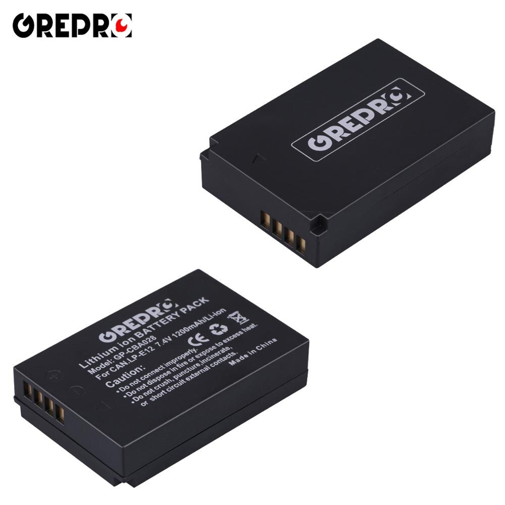 2 stuks 1200 mah lp -e12 lp e12 lpe 12 li- ion batterij + lcd usb dubbele oplader voor canon eos  m50,  eos  m100,100d kiss  x7 rebel  sl1 camera: 2 stuks