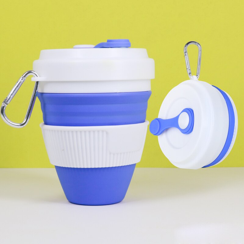 Neue 450ml Falten Silikon Tasse Becher Tragbare Silikon Teleskop Trinken Faltbare Kieselsäure Kaffee Tasse Mit Deckel Reise: Stil 10