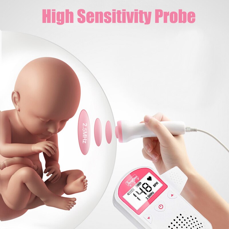 Detector Foetale Doppler Ultrasound Baby Hartslag Detector Home Vrouwen Zwangere Doppler Foetale Hartslagmeter Doppler Monitor