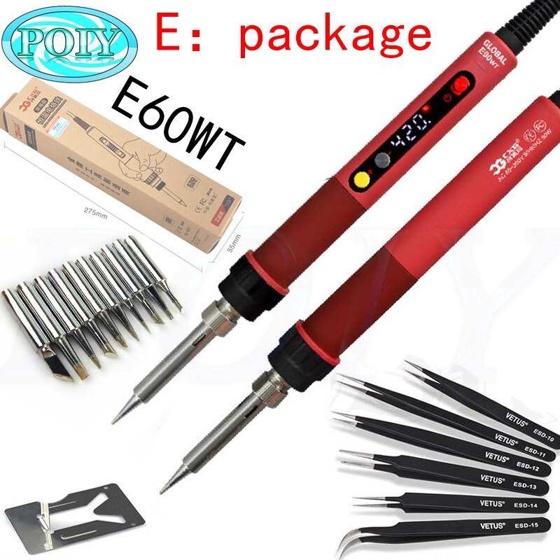 110V/220V CXG E60WT LED Digital Adjustable Electric Soldering Iron 60W Constant temperature Soldering Station E60W: CXG E60WT E / AU