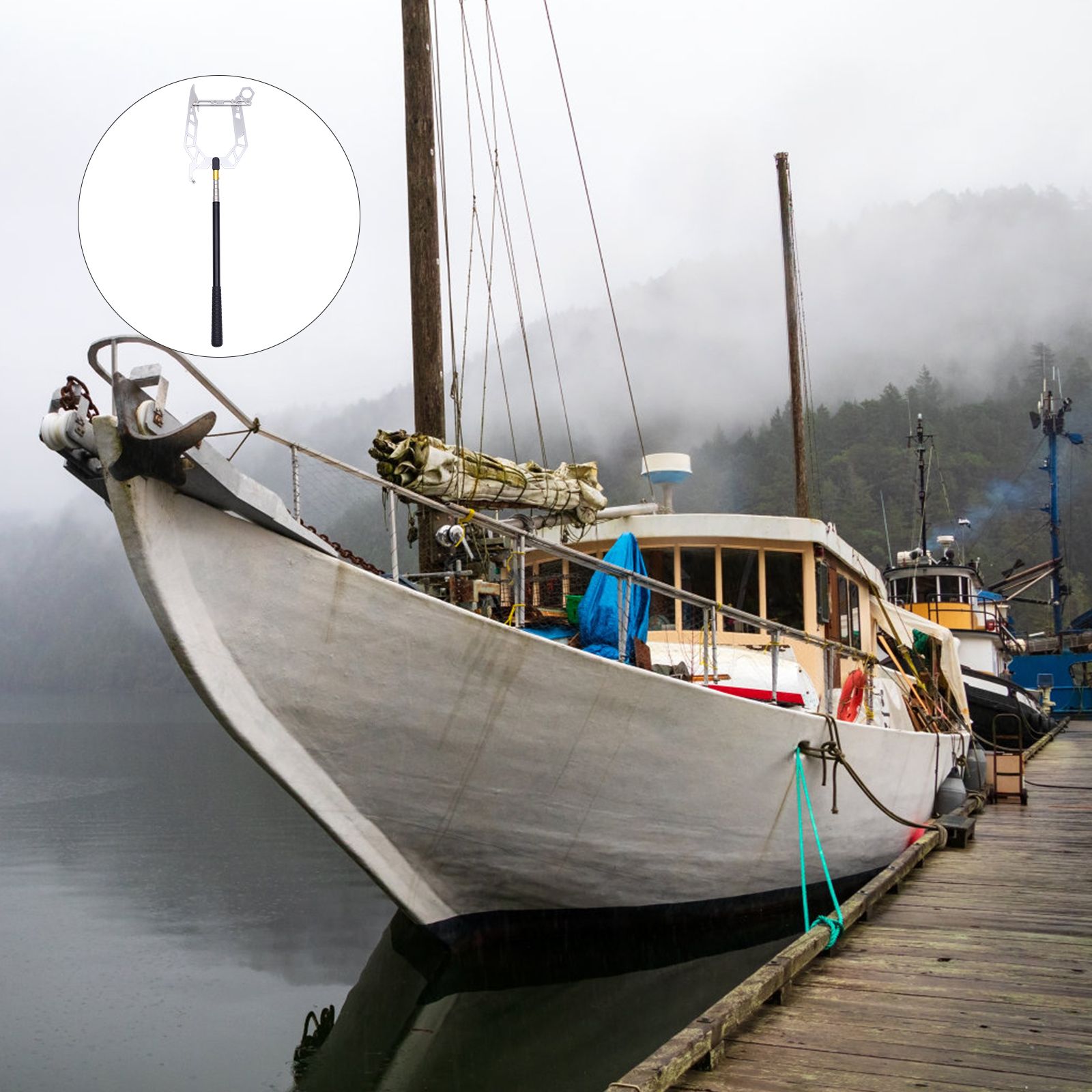 Telescopic Boat Hook 40cm to 140cm Stainless Steel Marine Grade for Tying Ropes Unlock Portable Ship Accessories