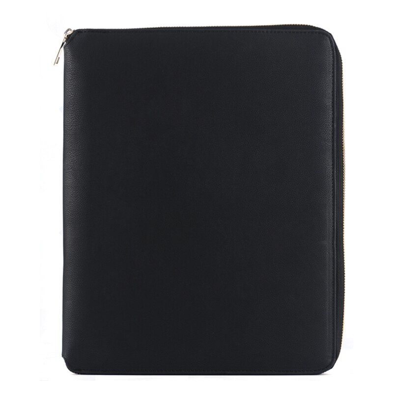 high-level business office leather A4 document zipper bag zipped folder briefcase for documents padfolio with ring binder 1217A