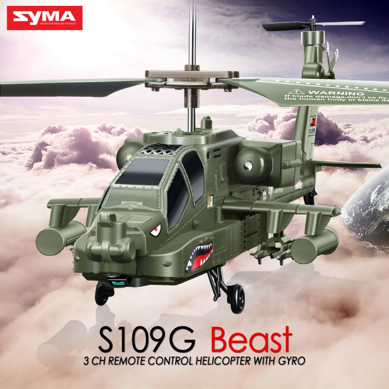 Originele Syma S109G Apache Beest 3CH Indoor Mini Micro Elektrische Radio Afstandsbediening Rc Helicopter Met Gyro Best speelgoed