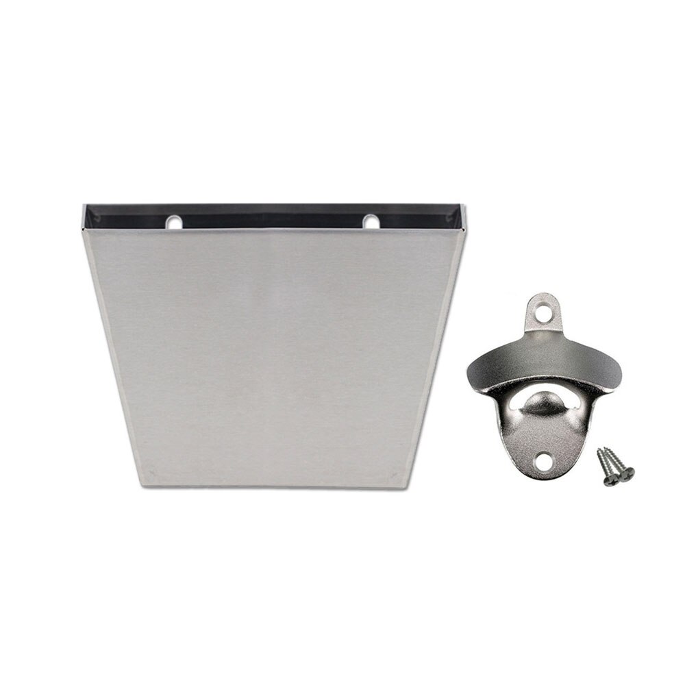 Bottle Cap Storage Box And Bottle Opener Cap Catcher Stainless Steel Durable Wall Mounted Bottle Cap Box With Bottle Opener