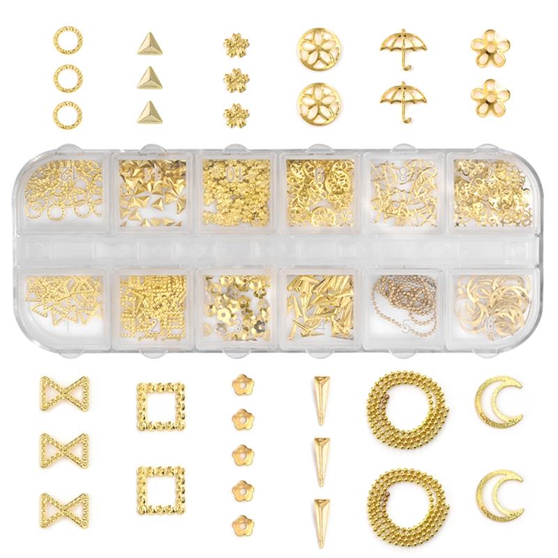 12 Gordt/Set Briljante Mix Vormige Metalen Pailletten Pailetten Voor Nail Art Decoratie Diy Ambachten Scrapbook Manicure Accessoires: 05