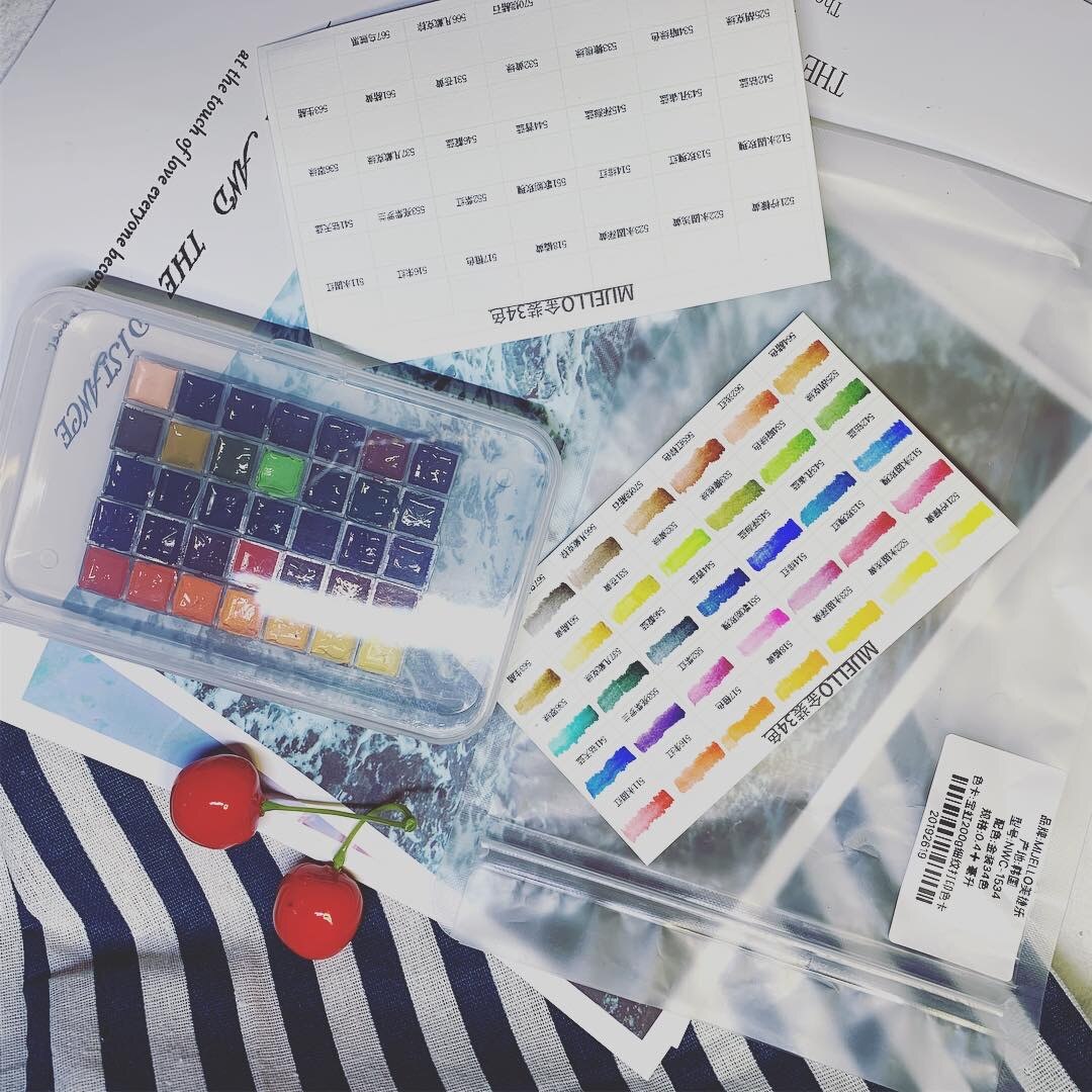 34 colors watercolor paint glitter paint gold paint