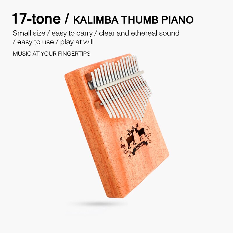 kalimba 17 teclas piano de pulgar kalimba música madera caoba cuerpo instrumento Musical con libro de aprendizaje Tune Hammer para principiante