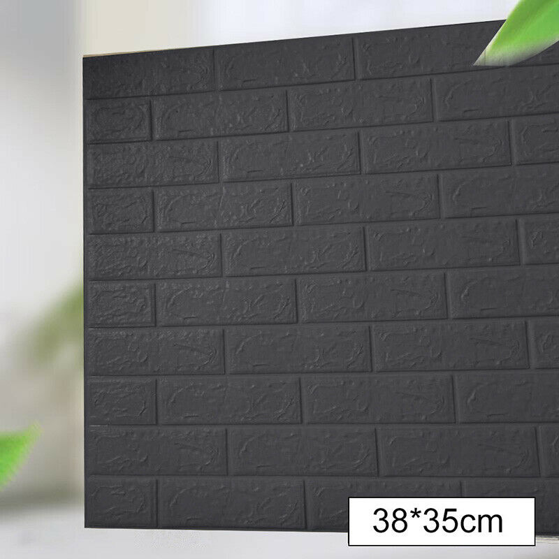 10 stk/pakke 3d mursten selvklæbende vægklistermærker vandtæt skumpanel tapet skræl og stick soveværelse baggrund køkkenindretning: Sort